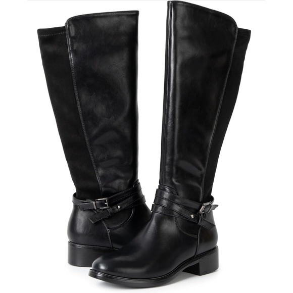 Alpine Swiss Shoes - NIB Alpine Swiss Erica Knee High Riding Boots Stretch Calf Low Block Heel Sz 9